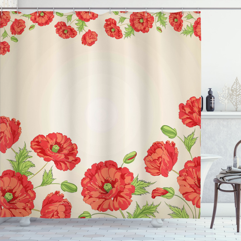 Card with Poppy Flowers Shower Curtain