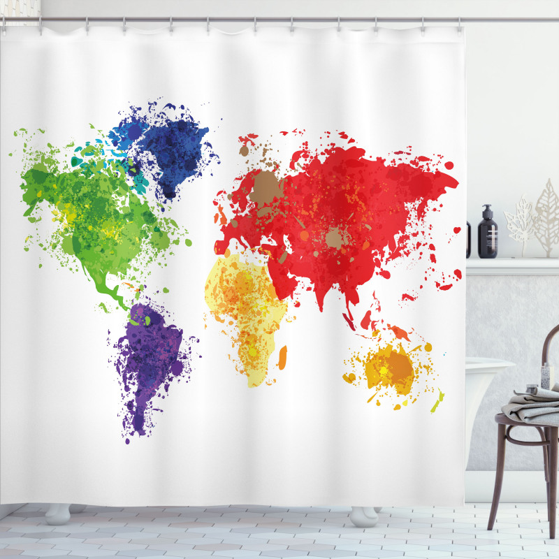 World Map Artwork Shower Curtain