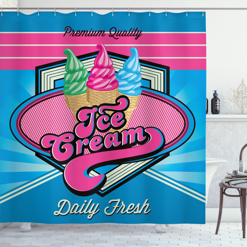 Ice Cream Illustration Shower Curtain