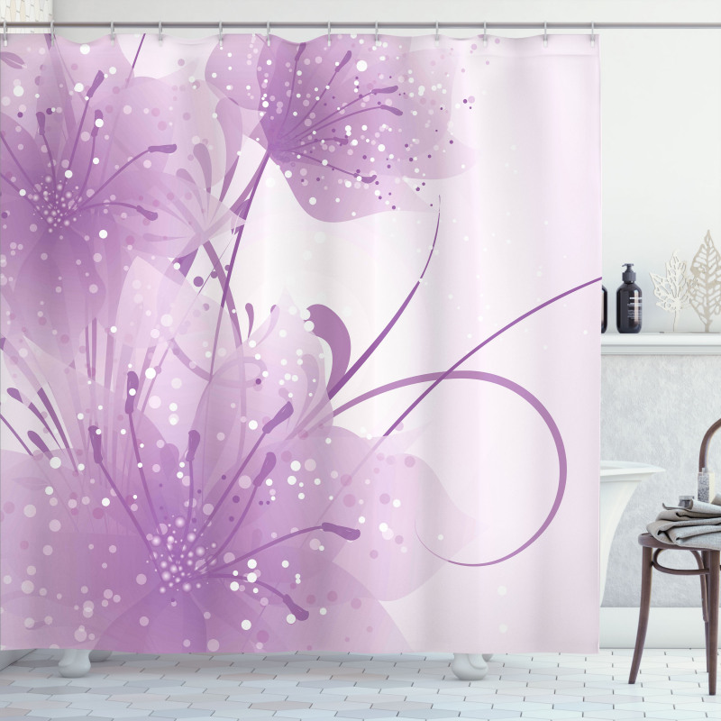 Vector Flowers Butterfly Shower Curtain