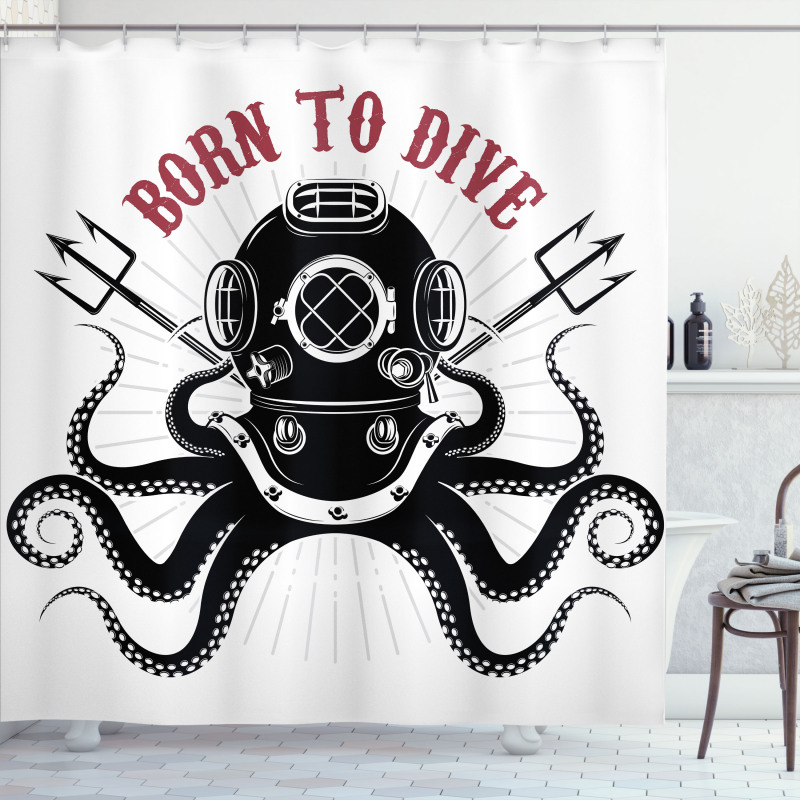 Octopus and Diver Shower Curtain