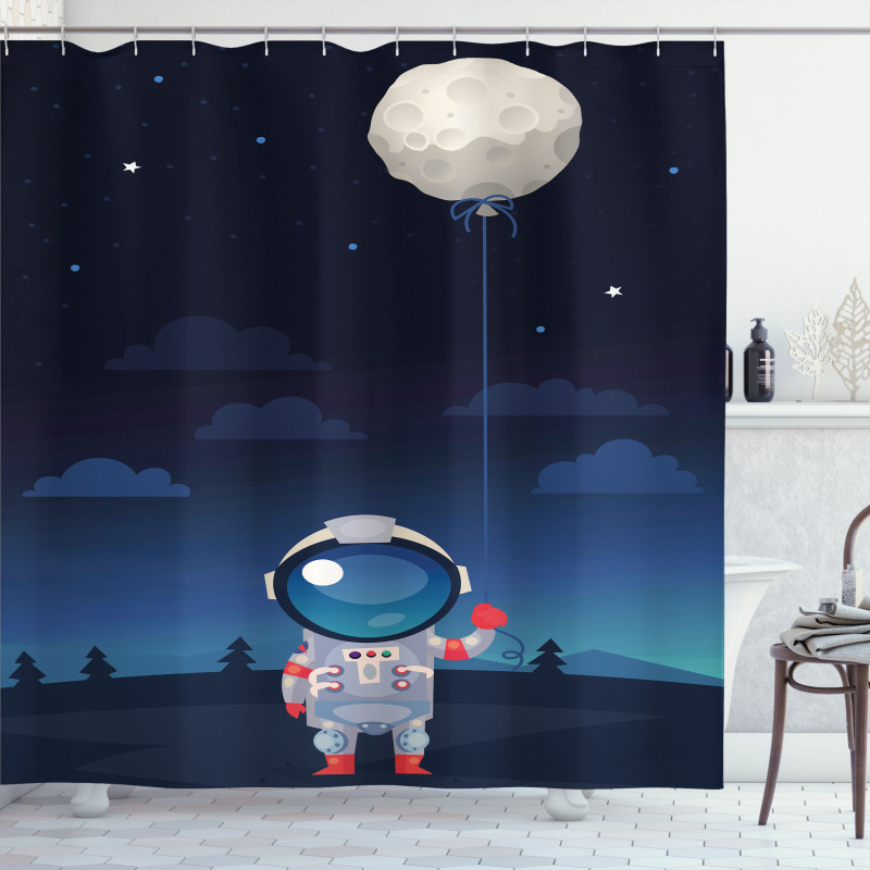 Astronaut with a Moon Shower Curtain