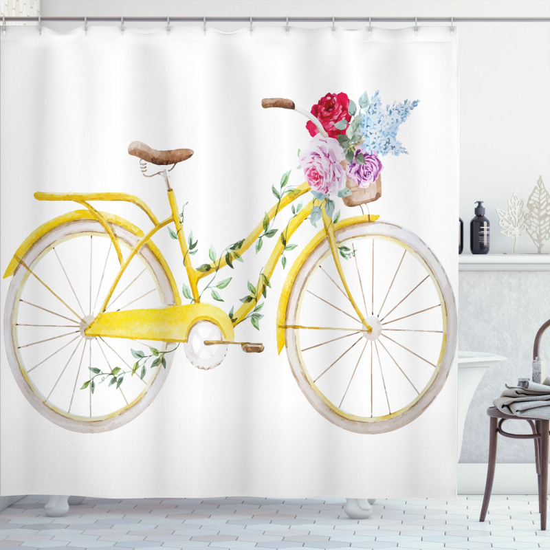 Bicycle with Flowers Shower Curtain