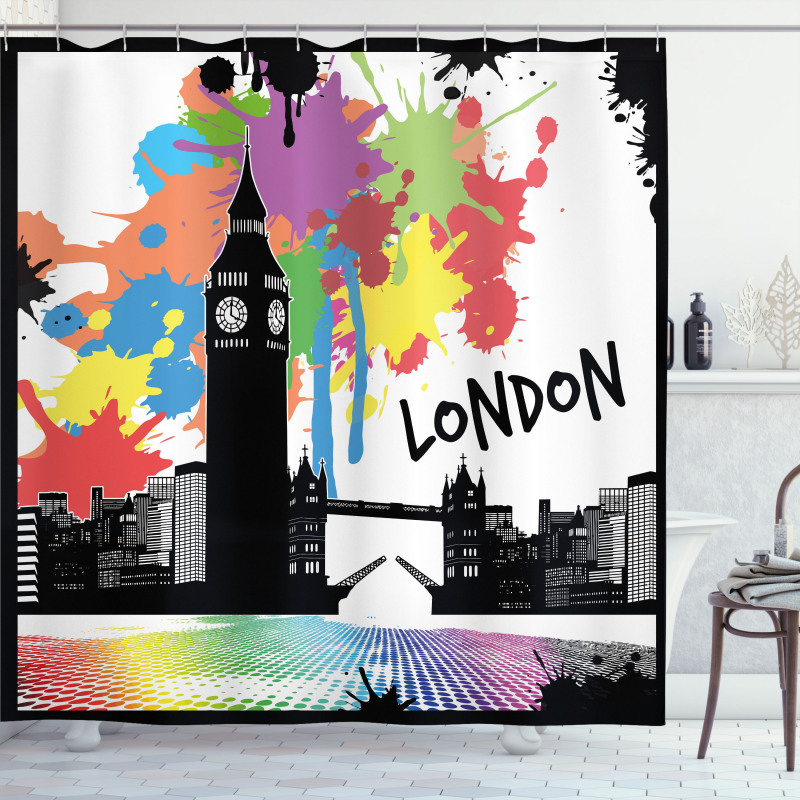 Colorful London City View Shower Curtain