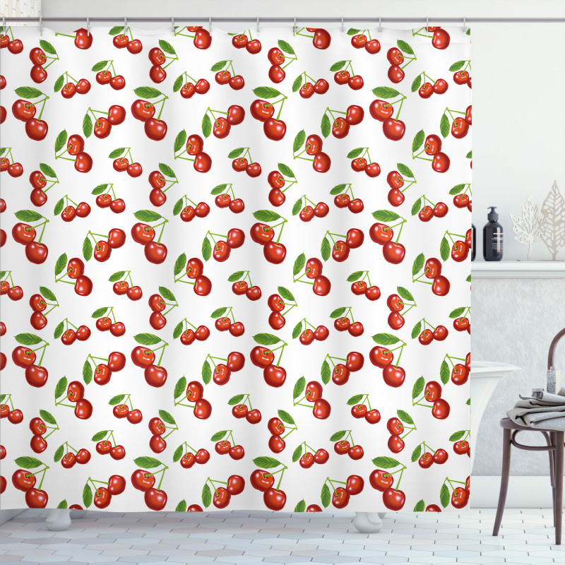 Cherry Fruit Pattern Shower Curtain