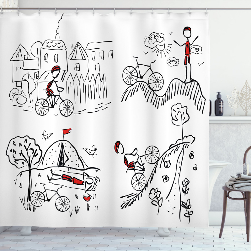 Sketchy Cyclist Shower Curtain