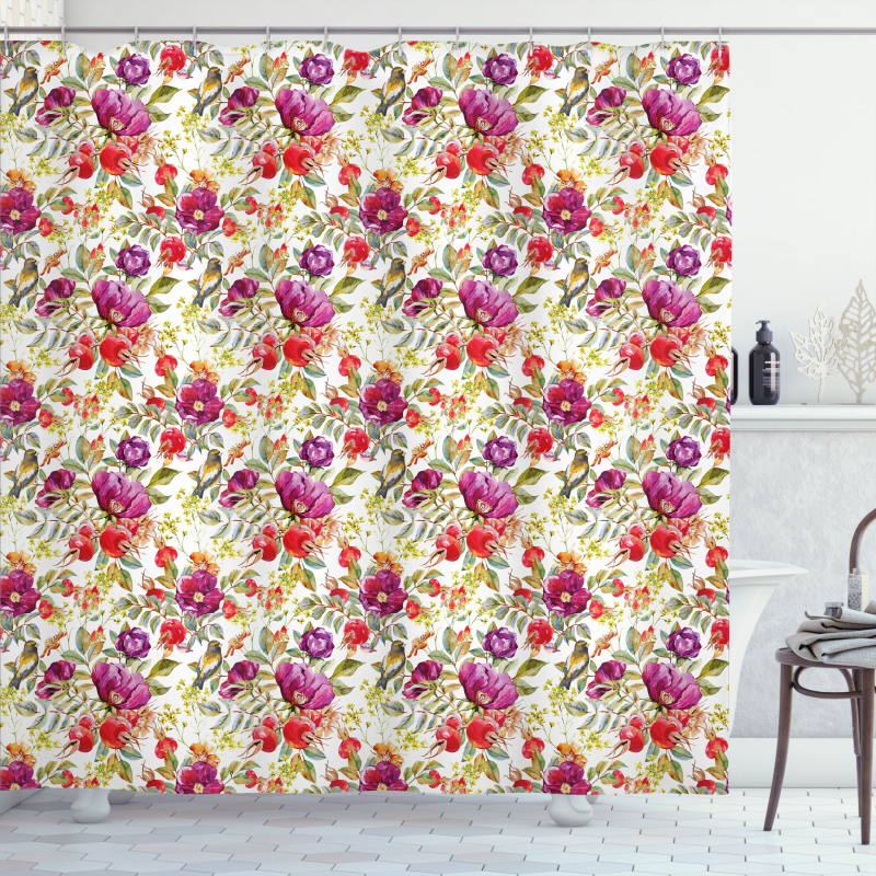 Hot Pink Purple Flowers Shower Curtain