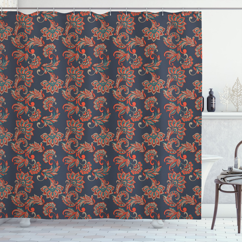 Oriental Floral Swirl Shower Curtain