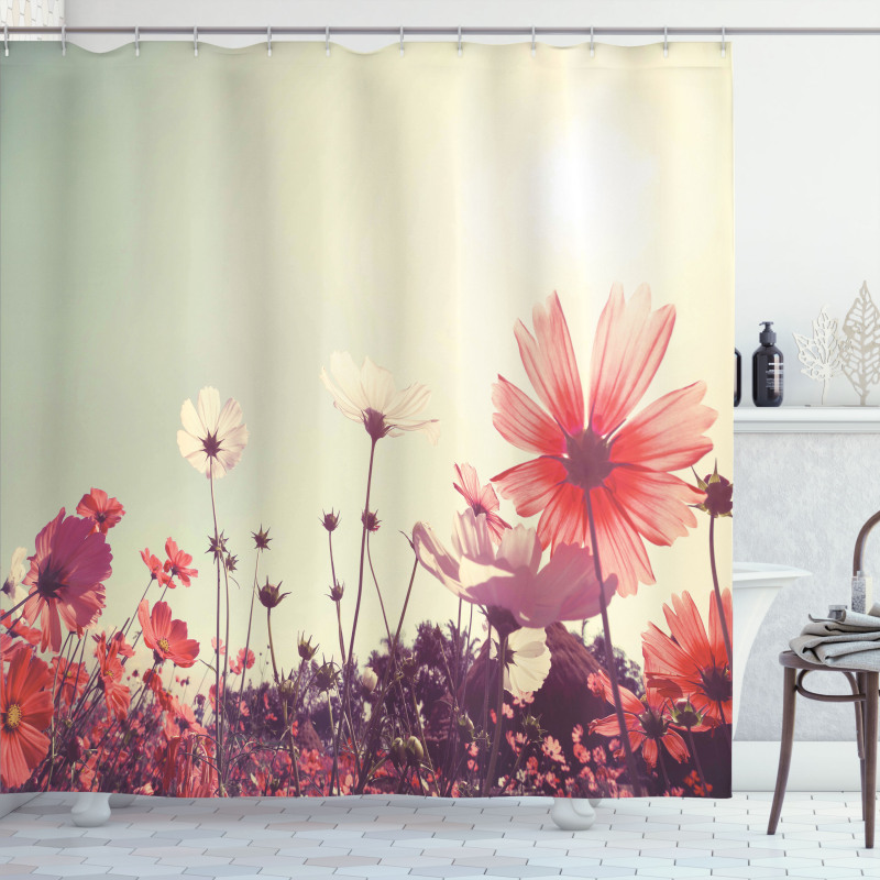 Vintage Cosmos Plant Sky Shower Curtain