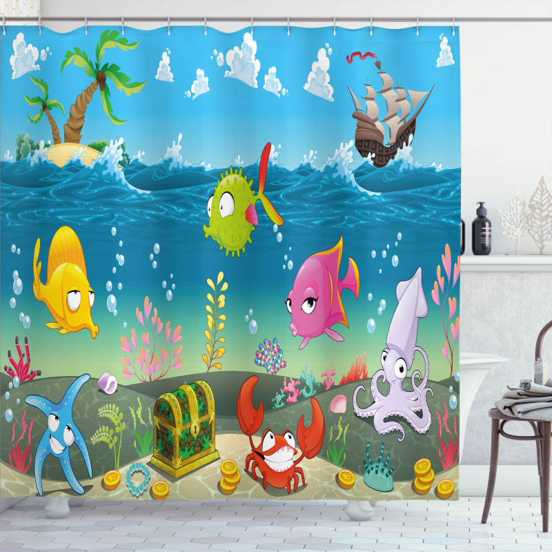 Sea Animals Underwater Shower Curtain