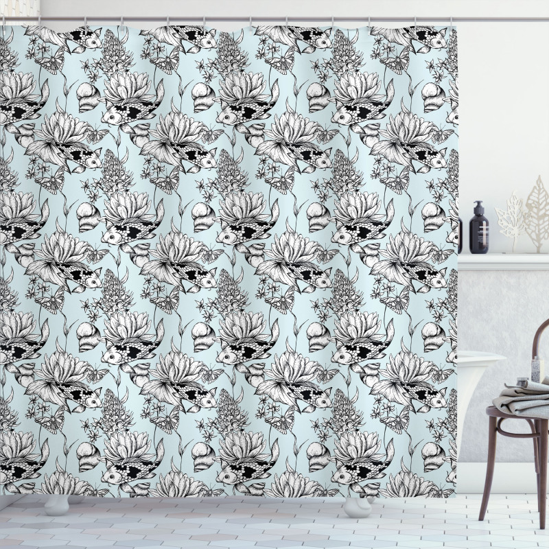 Pond Water Flowers Shower Curtain