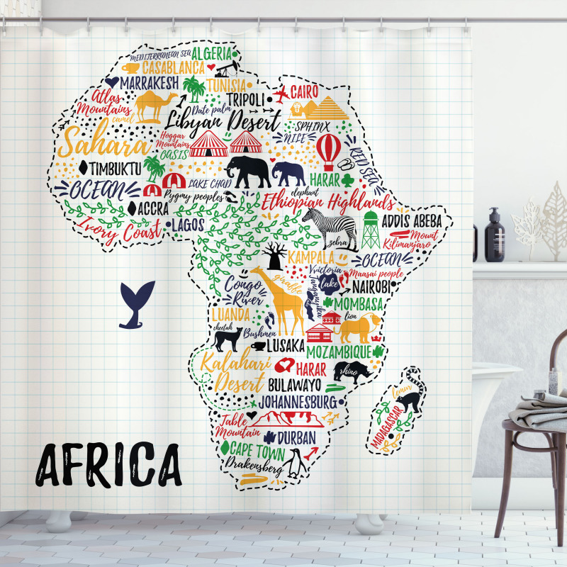 Continent Colored Shower Curtain