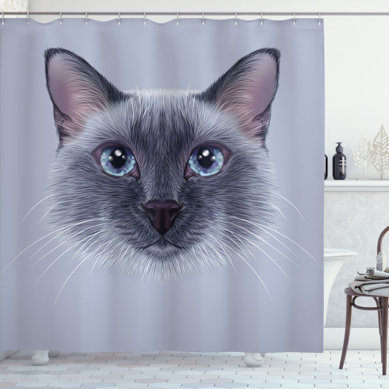 Siamese Cat Portrait Shower Curtain