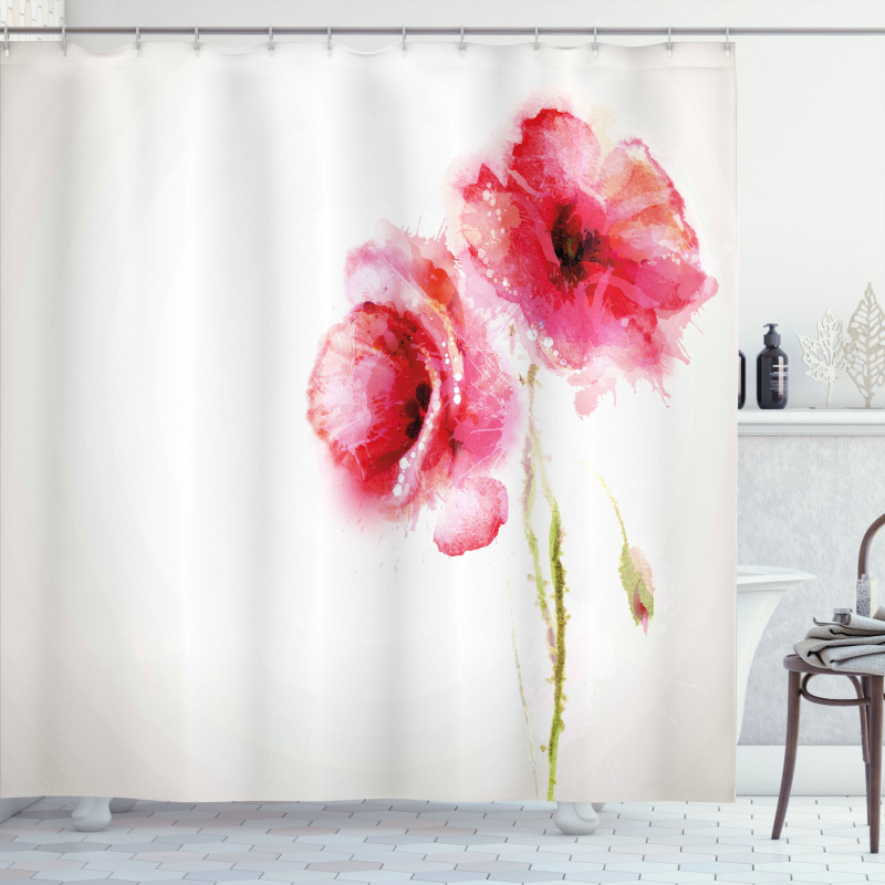 Red Poppies Vivid Spring Shower Curtain