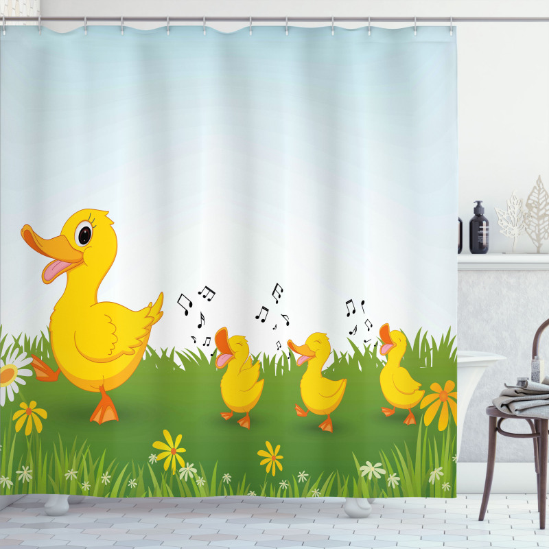 Mother Duck and Babies Shower Curtain