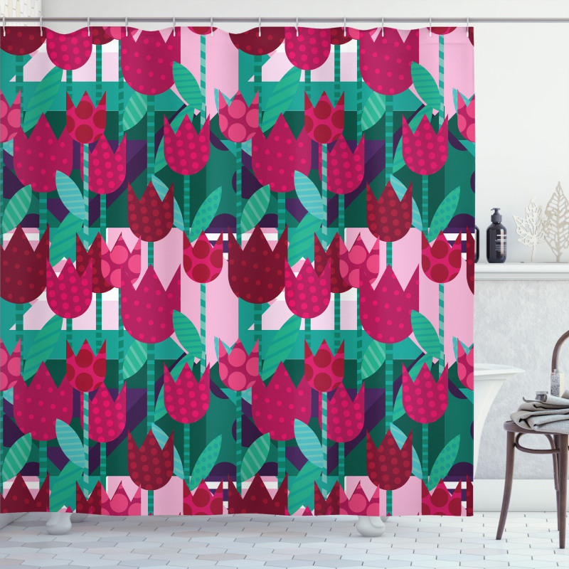 Abstract Tulips Flowers Shower Curtain