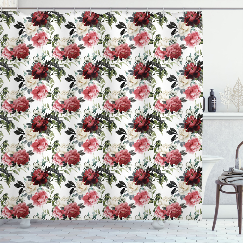 Flower Roses Buds Shower Curtain
