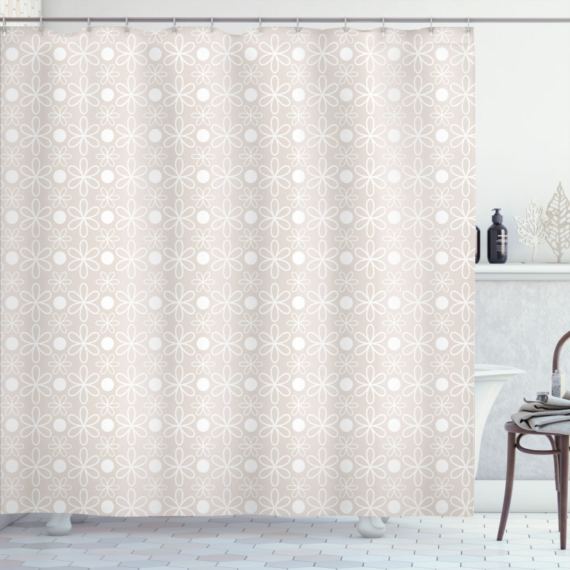Pastel Flowers and Dots Shower Curtain