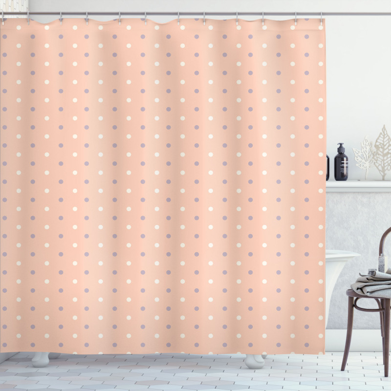 Retro Vintage Lilac Dots Shower Curtain