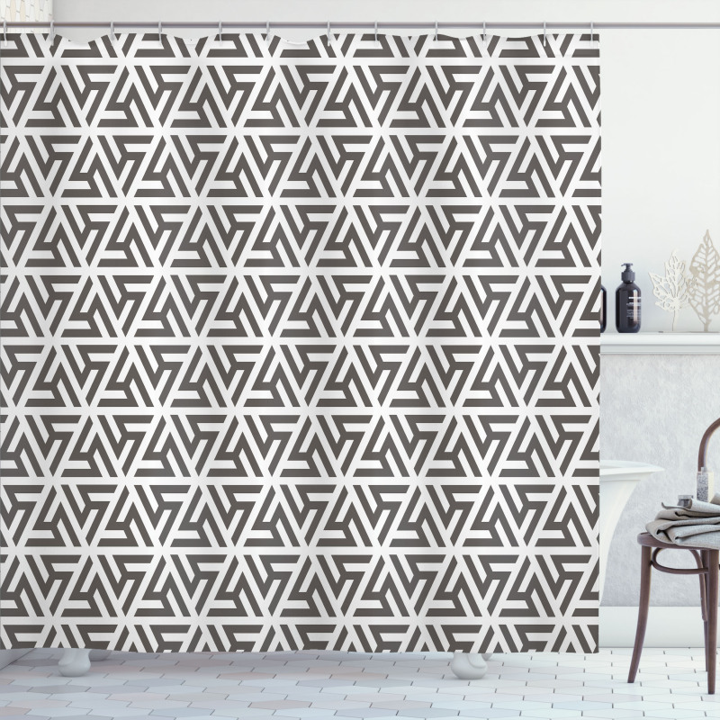 White Geometric Triangle Shower Curtain