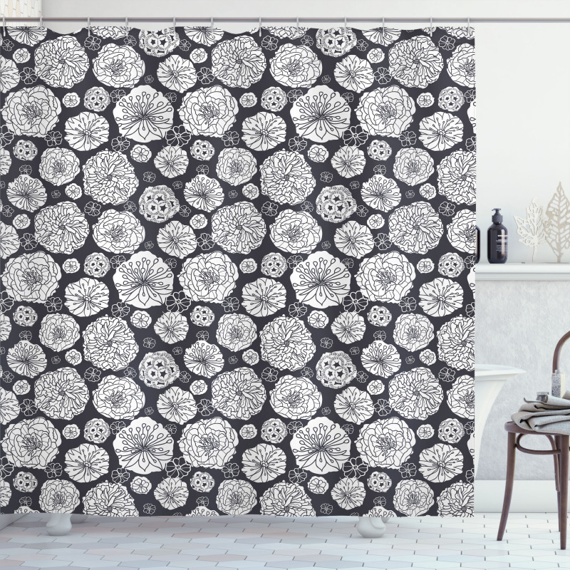 Sketchy Floral Dandelion Shower Curtain