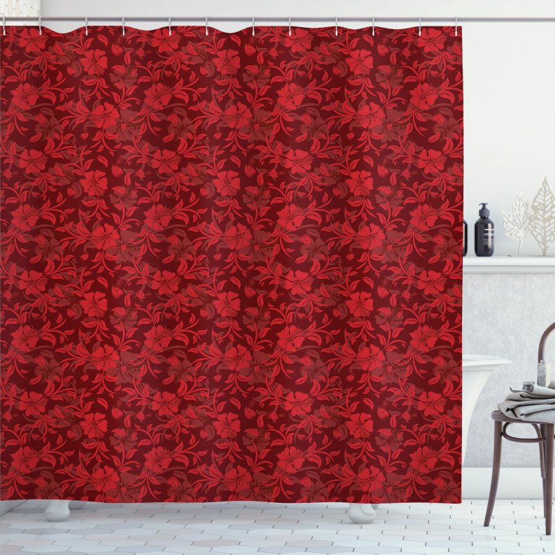Flowers Leaves and Swirls Shower Curtain