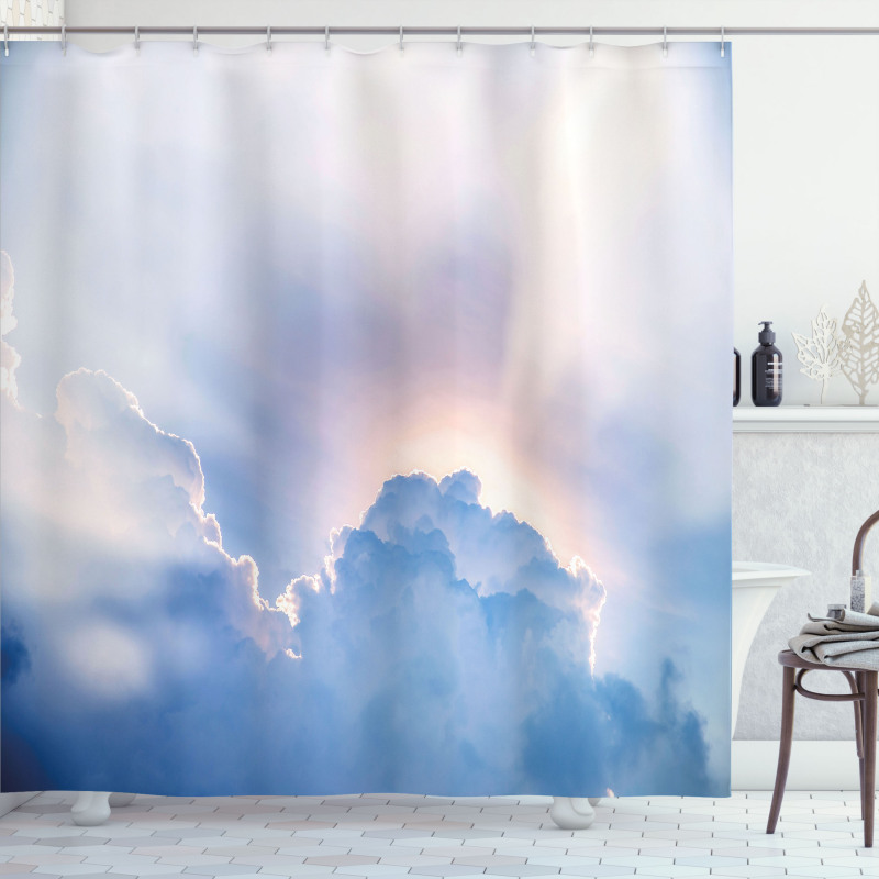 Sunbeam and Fluffy Clouds Shower Curtain