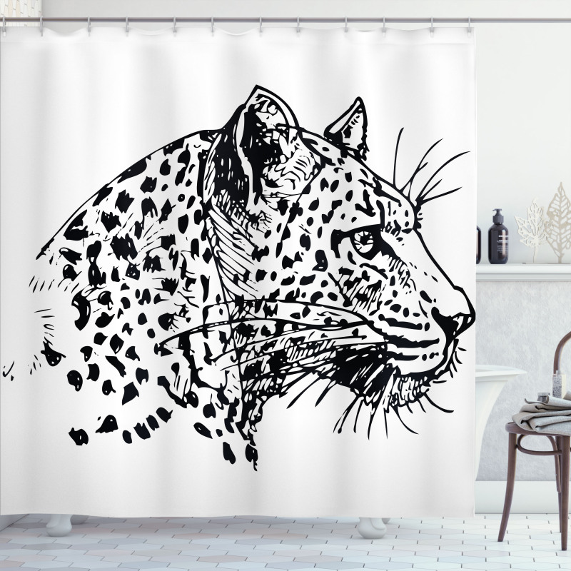 Jaguar Sketch Wildlife Shower Curtain