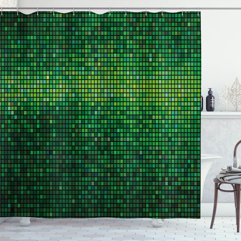 Digital Mosaic Pixel Grid Shower Curtain