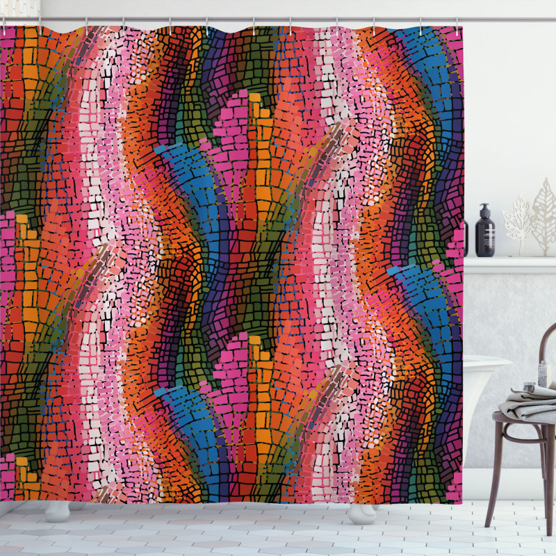 Colorful Wavy Mosaic Shower Curtain