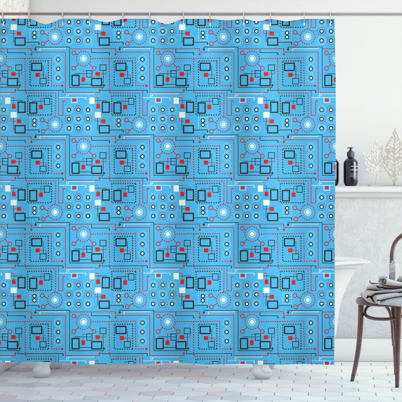 Lines Dots Circles Shower Curtain
