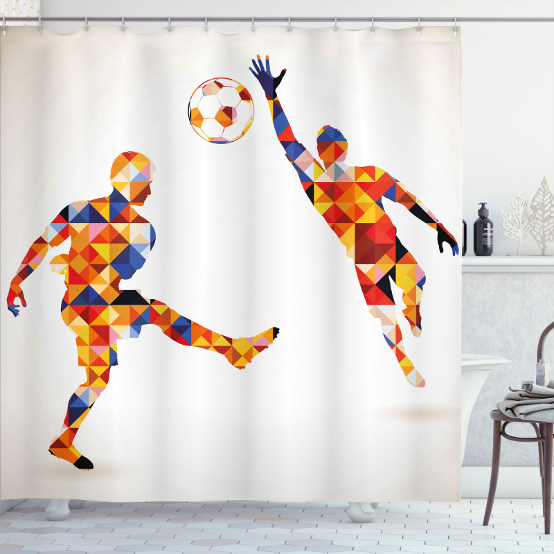 Colorful Footballers Shower Curtain
