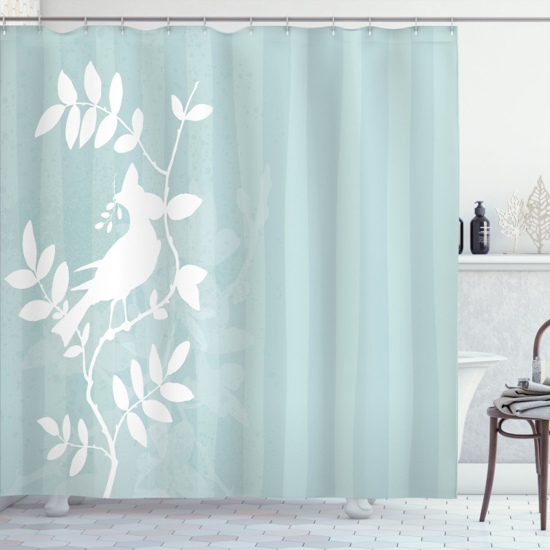 Bird Silhouette on Tree Shower Curtain