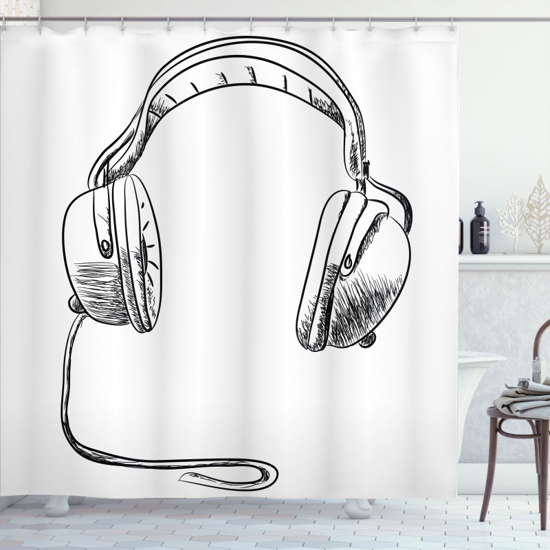 Sketchy DJ Headphones Shower Curtain
