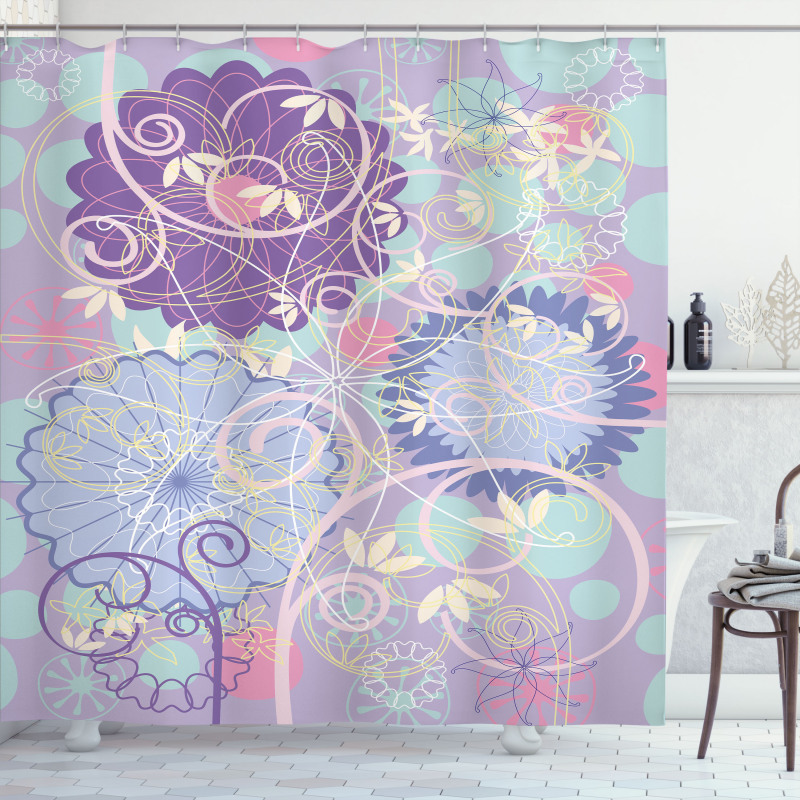 Dandelions Leaves Swirls Shower Curtain