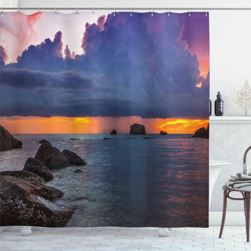 Tropic Seashore Sunset Shower Curtain