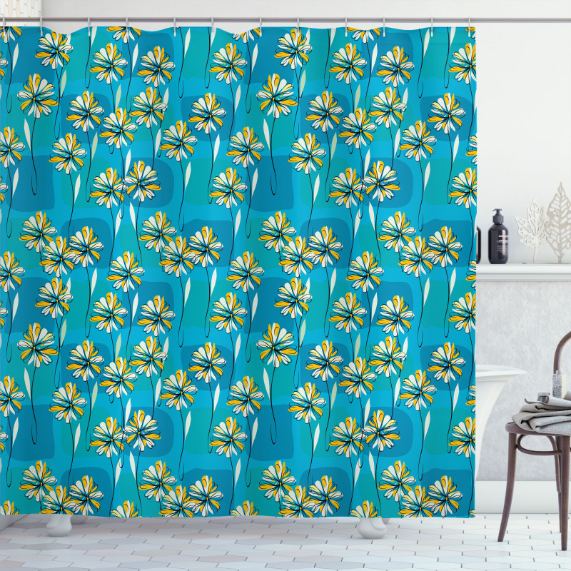 Sketchy Garden Flowers Shower Curtain