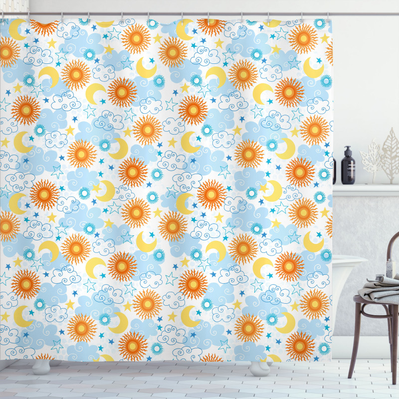 Celestial Elements Tile Shower Curtain