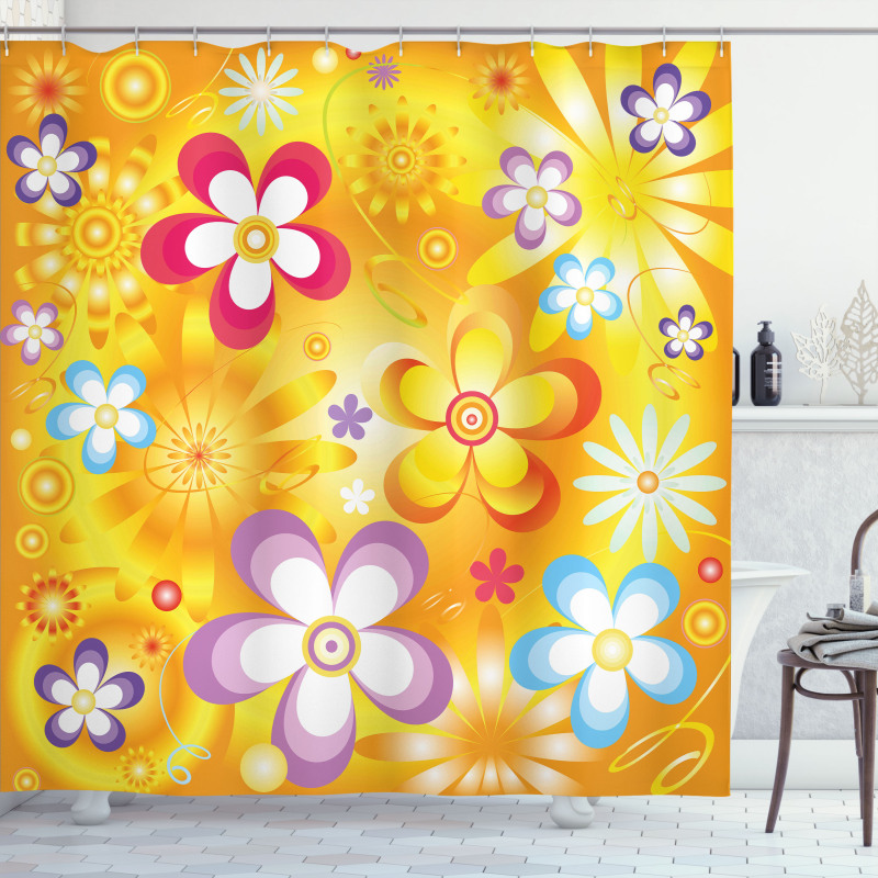 Vibrant Daisies Cheerful Shower Curtain