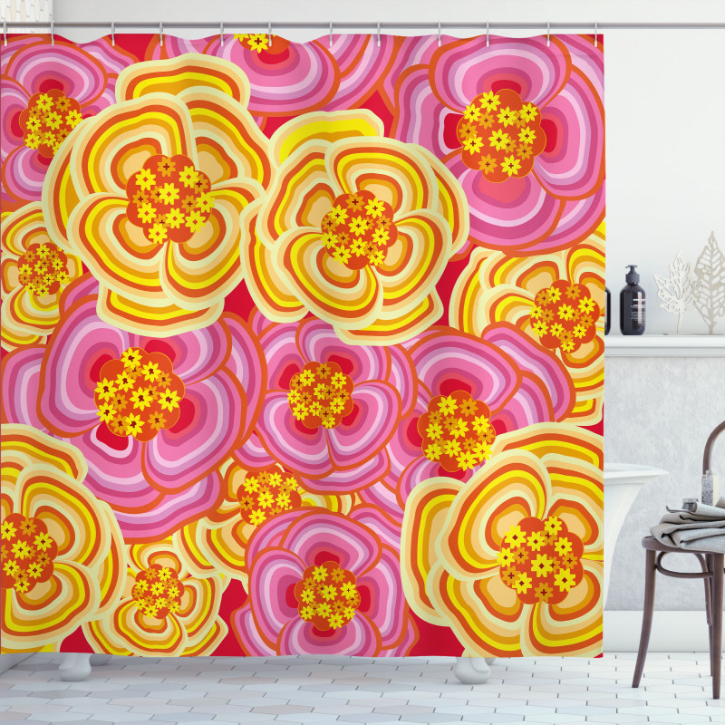 Funky Vibrant Flowers Shower Curtain