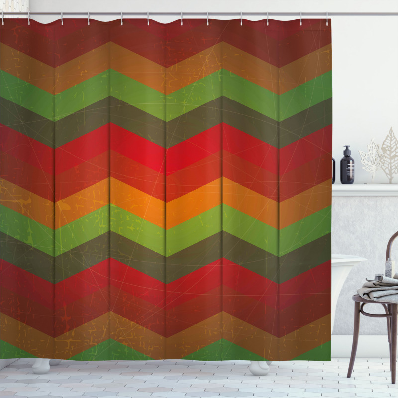 Abstract Zigzag Striped Shower Curtain