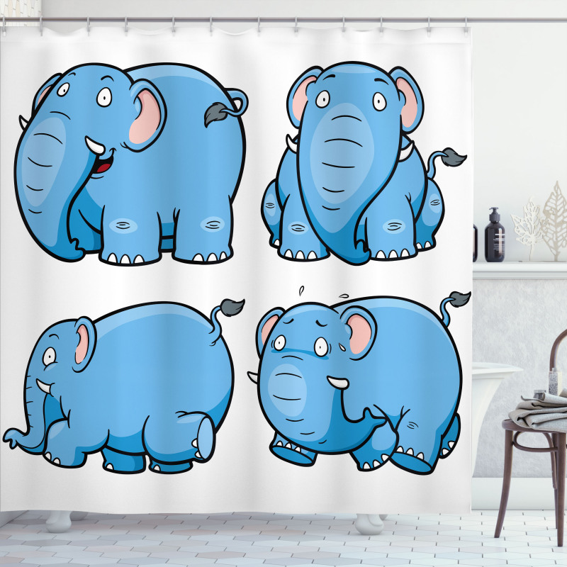 Cartoon Elephants Shower Curtain