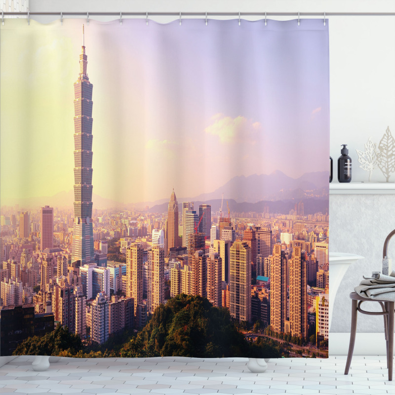 Skyline Taipei Taiwan Shower Curtain