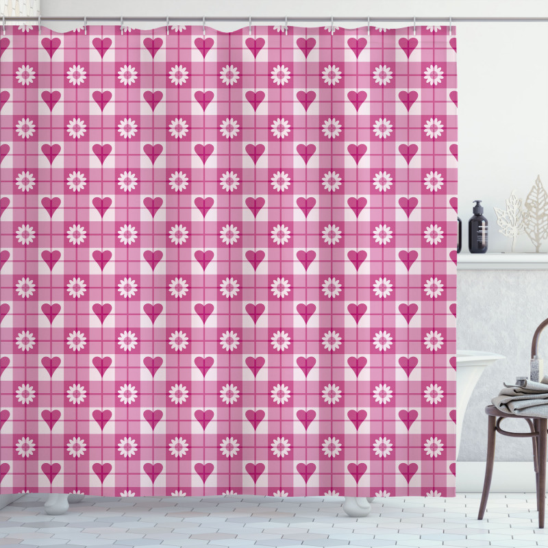 Heart and Flowers Petals Shower Curtain