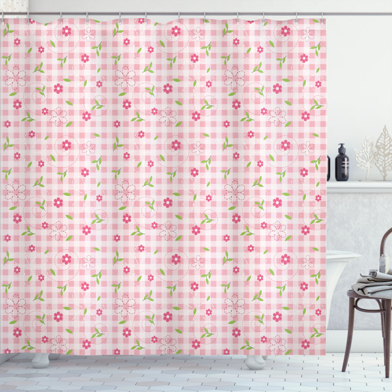 Flowers and Stripes Shower Curtain