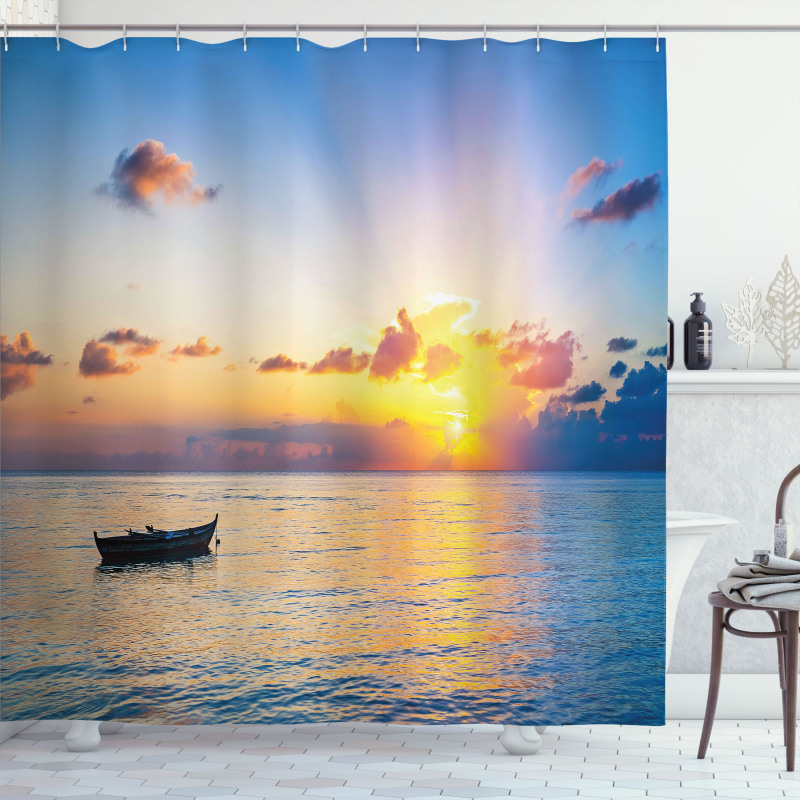 Rising Sun Sea Maldives Shower Curtain