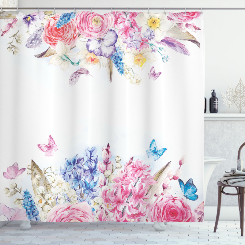 Rose Flower Daisies Shower Curtain