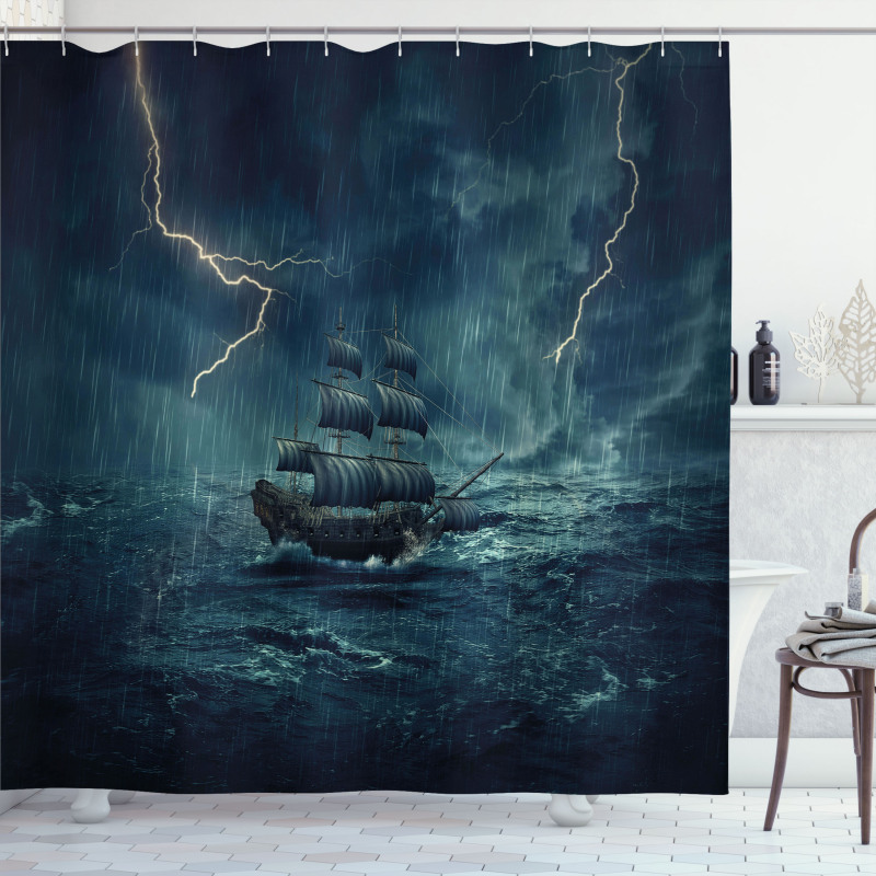 Pirate Vintage Ship Shower Curtain