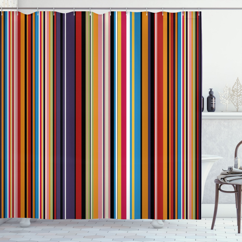 Vibrant Colors Striped Shower Curtain