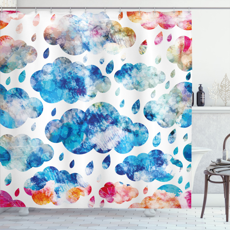 Clouds Raindrops Shower Curtain